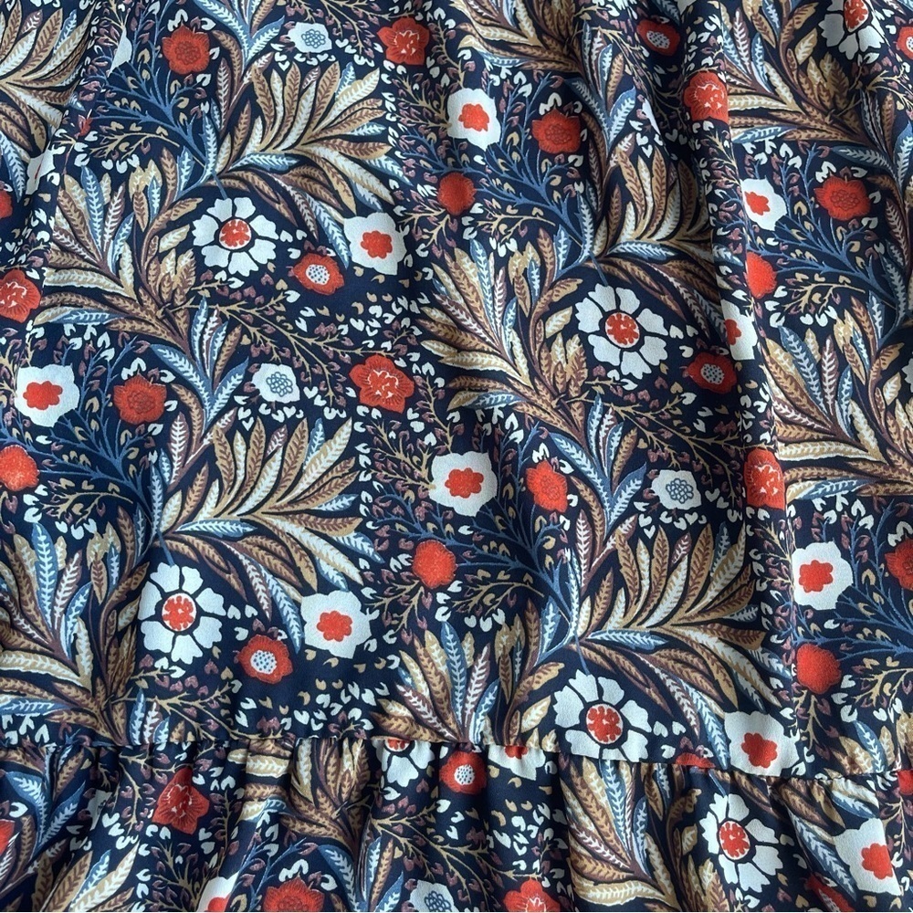 Kaffe Blue & Orange Floral Peasant Midi Dress US M/UK 38 - Picture 5 of 10